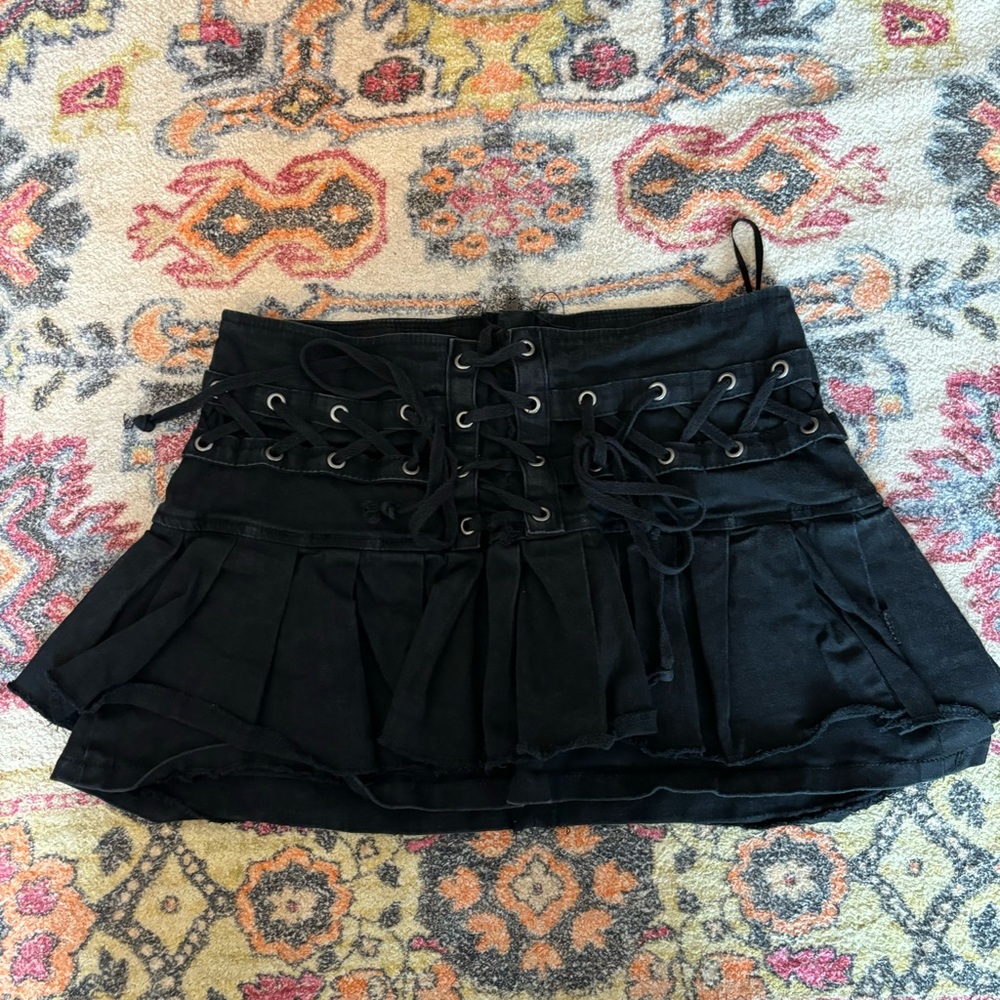 Tripp NYC Lace Up Black Mini Skirt **altered**